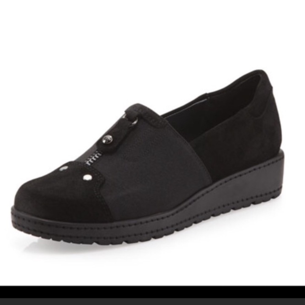 Stuart Weitzman Goforth loafer Suede Stretch Wedge